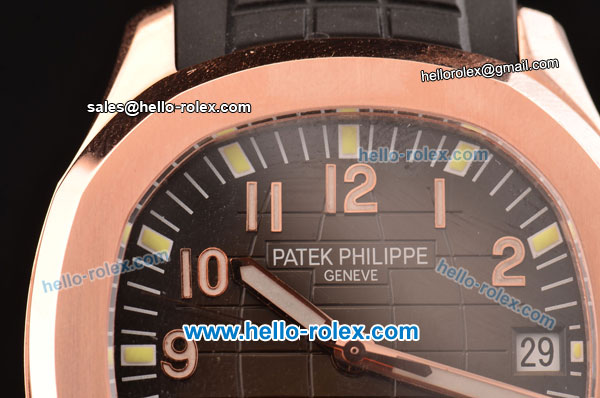 Patek Philippe Aquanaut Swiss ETA 2836 Automatic Rose Gold Case with Brown Dial and Black Rubber Strap - Click Image to Close